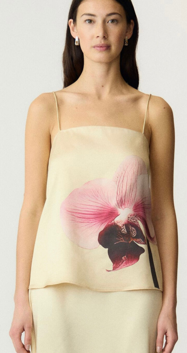 YAS Yasorchida Satin Singlet Top, Anise Flower