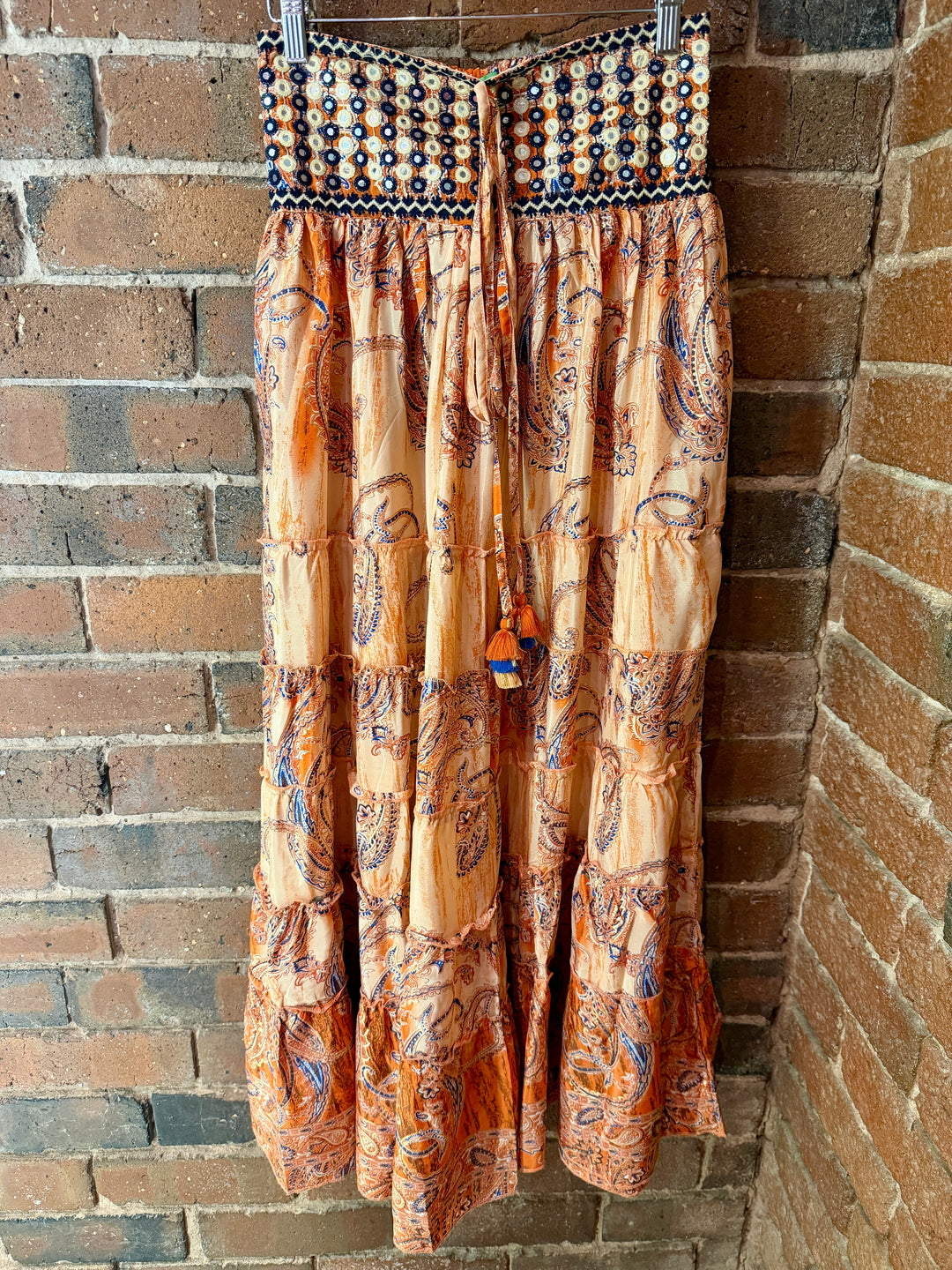 Orange Paisley Maxi Skirt