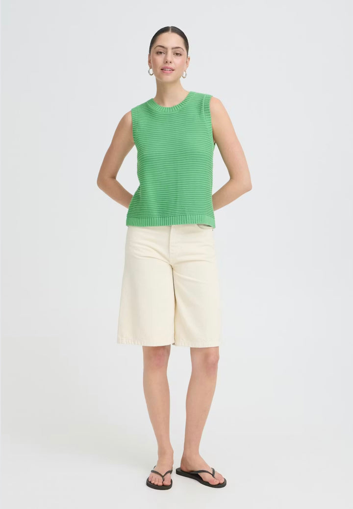 Ichi IhDotties Knit Vest, Greenbriar