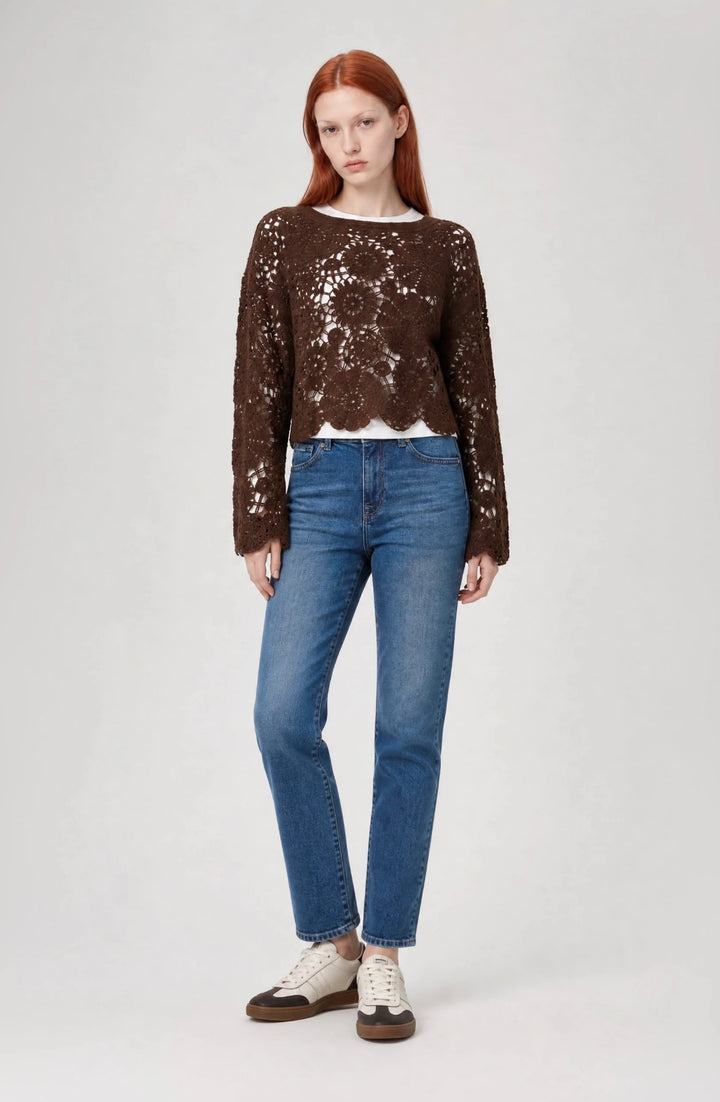 Only Yvonne L/S Top, Coffee Bean