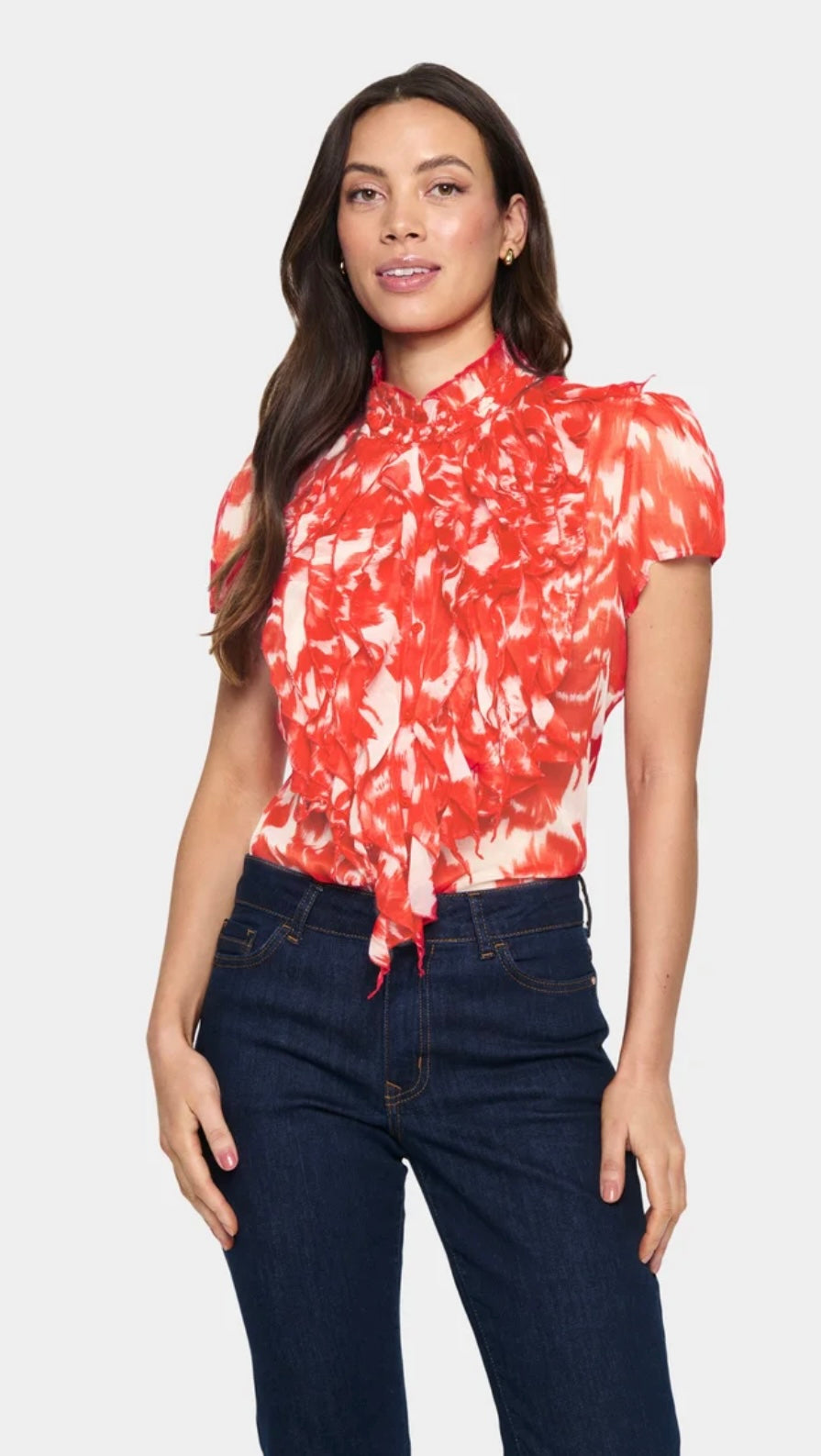 Saint Tropez Lilja Crinkle Shirt, Poinciana Water Blooms