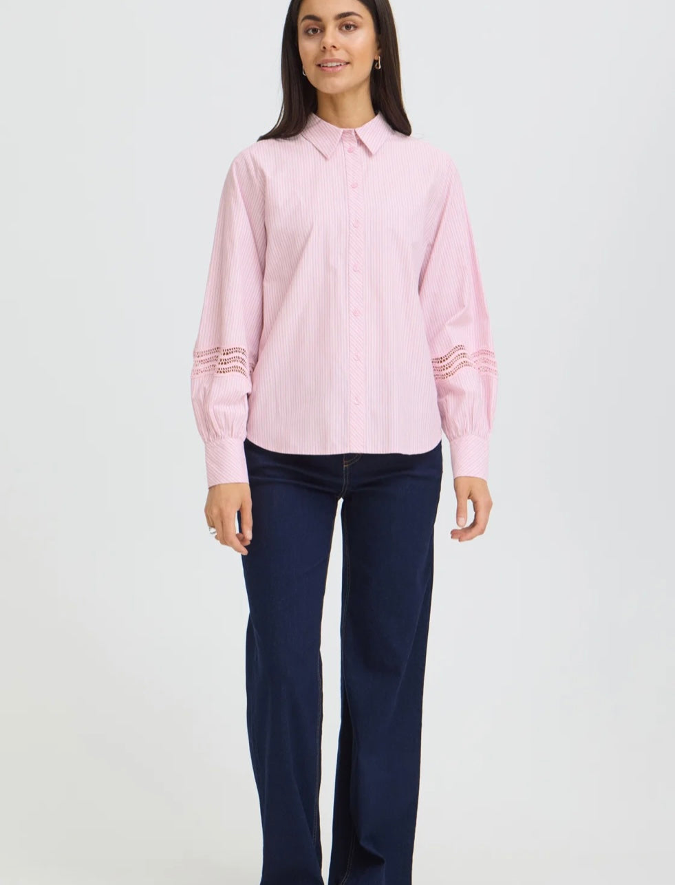 Fransa Fryara Shirt, Silver Pink Stripe