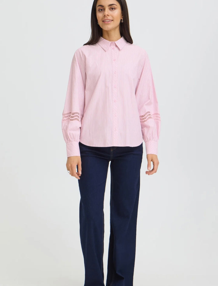 Fransa Fryara Shirt, Silver Pink Stripe
