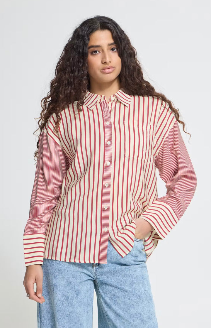 Ichi IHLouri Shirt, Rhododendron/White Stripe