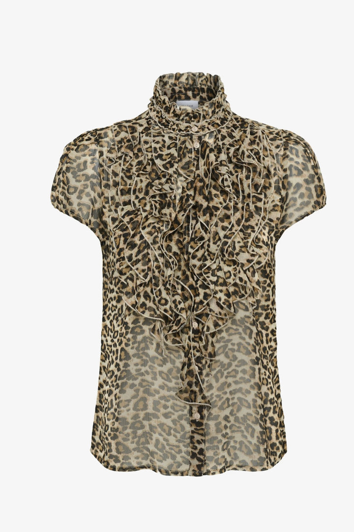 Saint Tropez Lilja Crinkle Shirt, Leopard