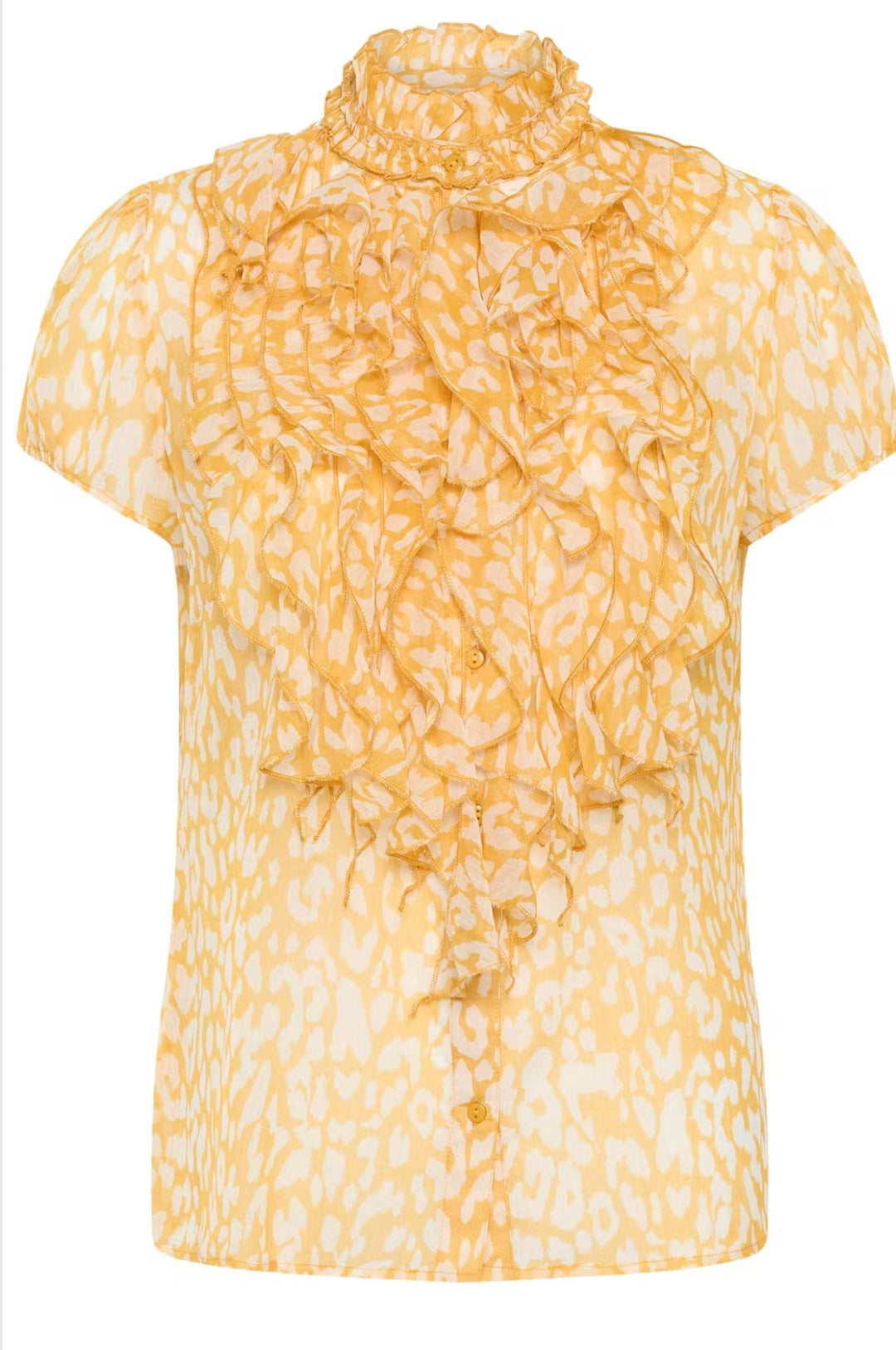Saint Tropez Lilja Crinkle Shirt, Golden Apricot Leopard