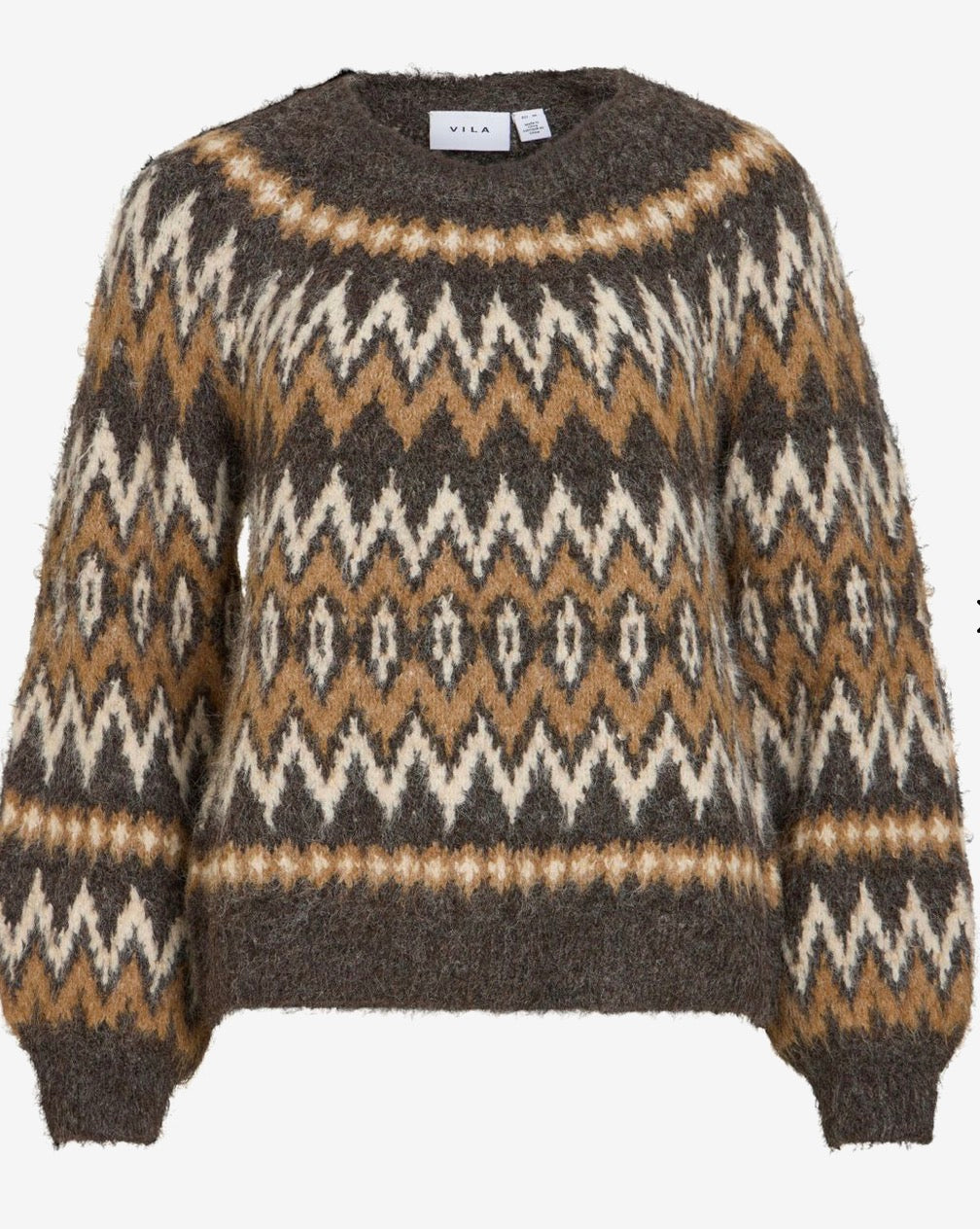 Vila Vibows Jacquard Knit, Coffee Bean