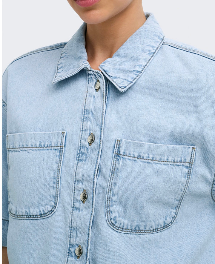 Only Cleo Life Crop Shirt, Light Blue Denim