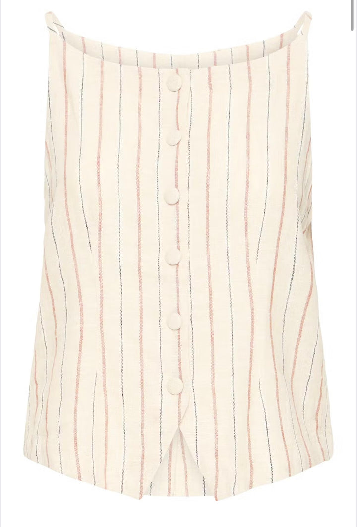 Ichi IhLinno Waistcoat, Brown Stripe