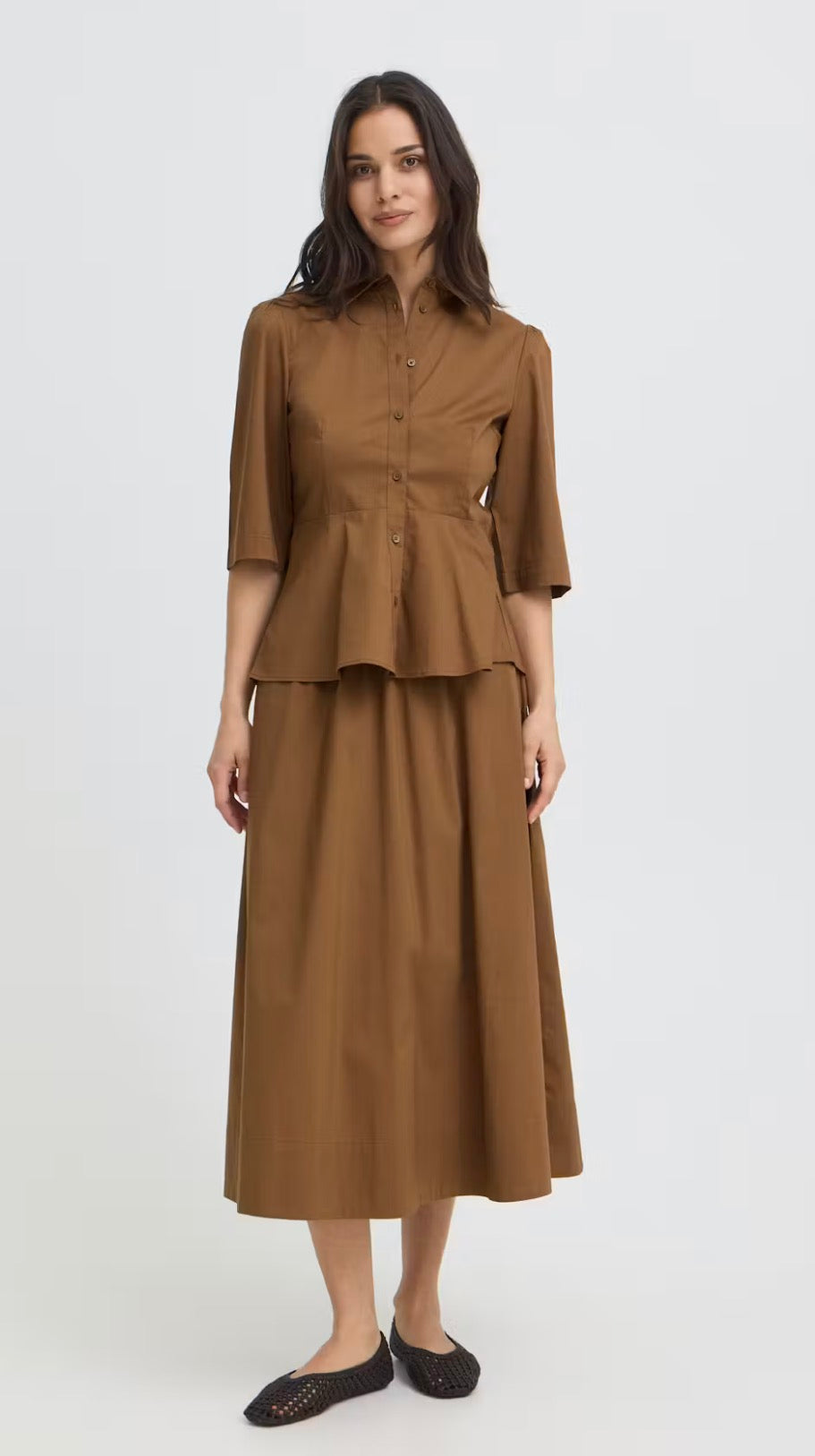 Byoung Byissali Peplum Shirt, Sepia