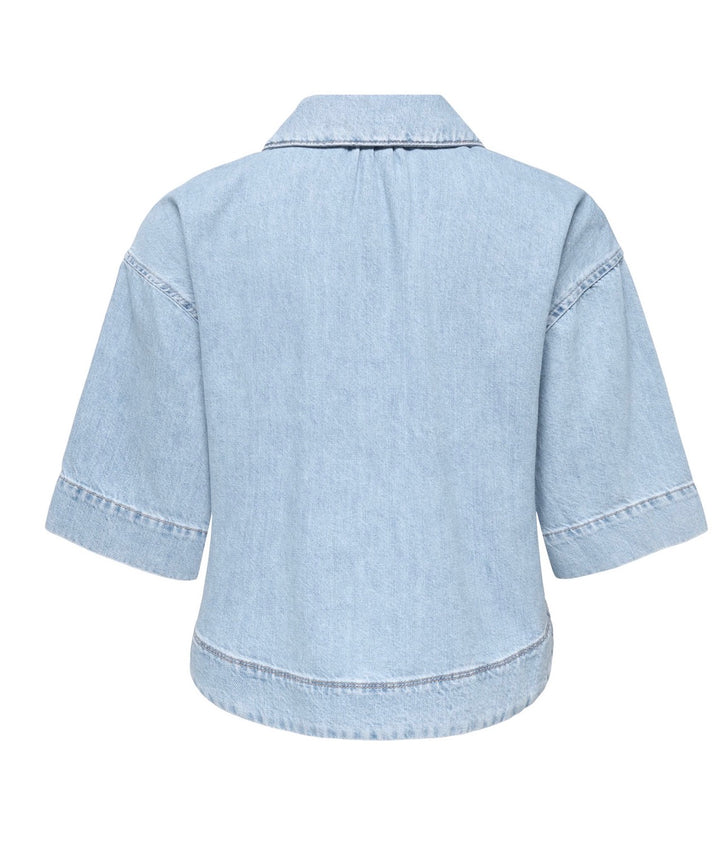 Only Cleo Life Crop Shirt, Light Blue Denim