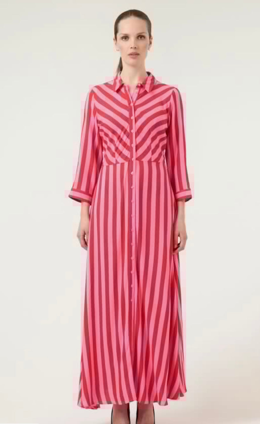 YAS Savanna Dress, Red and Pink Stripe