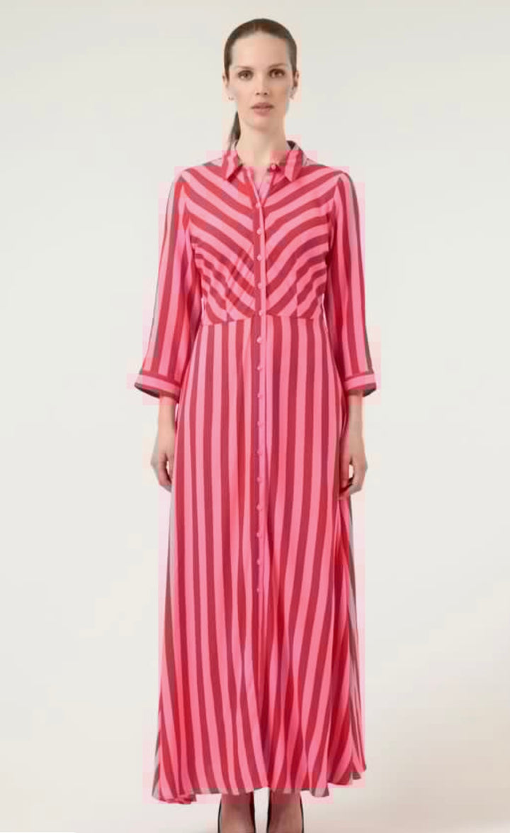 YAS Savanna Dress, Red and Pink Stripe