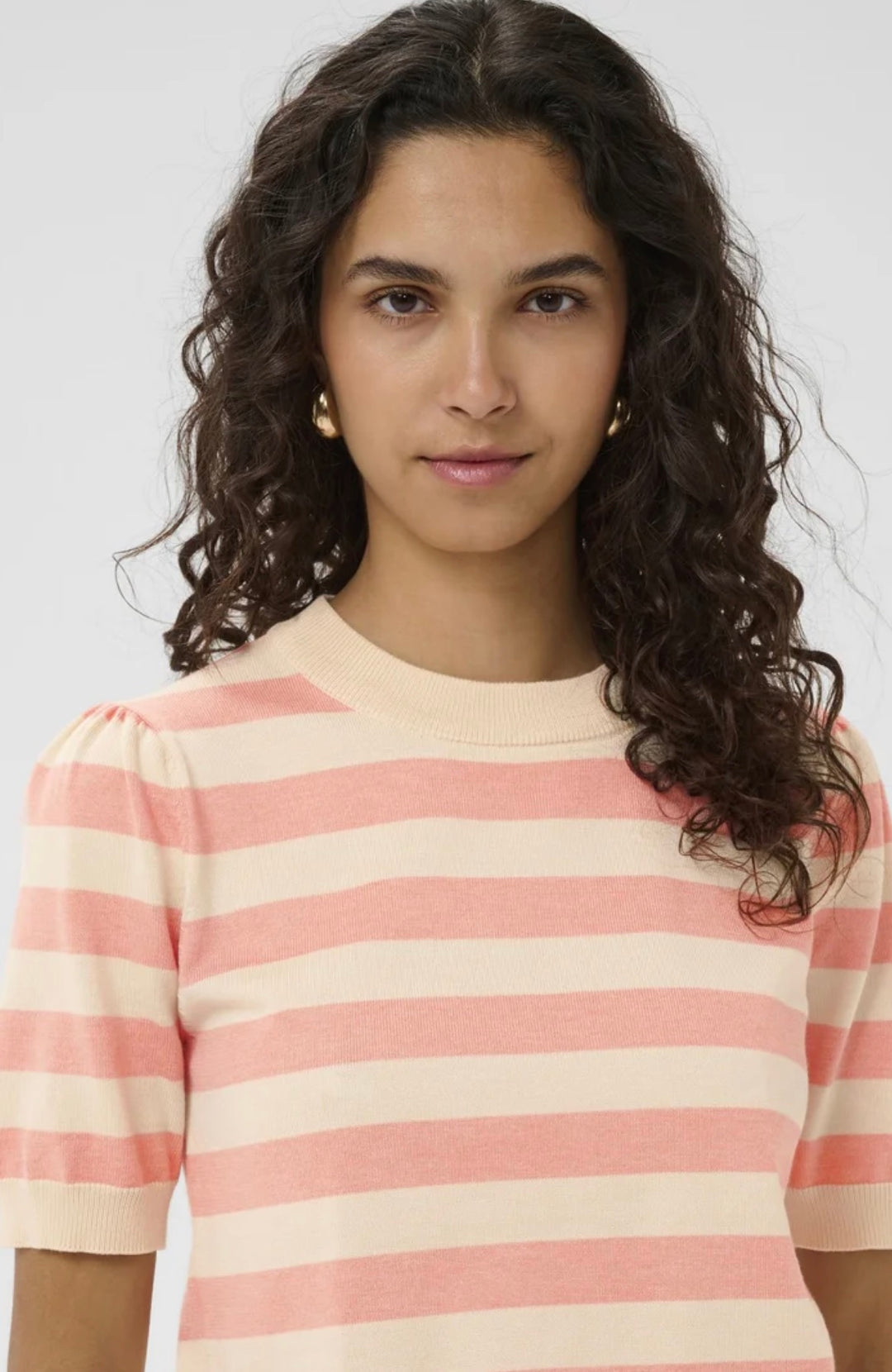Saint Tropez Mila SS Block Stripe Pullover, Blooming Ivory