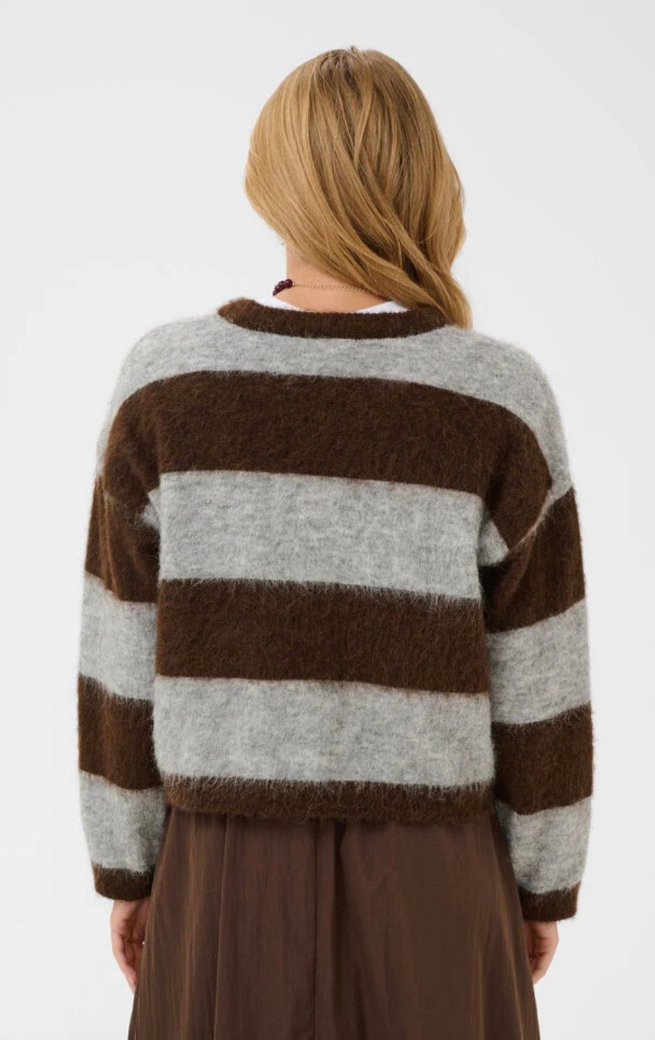 Saint Tropez Tayzie Pullover, Chocolate Grey Stripe