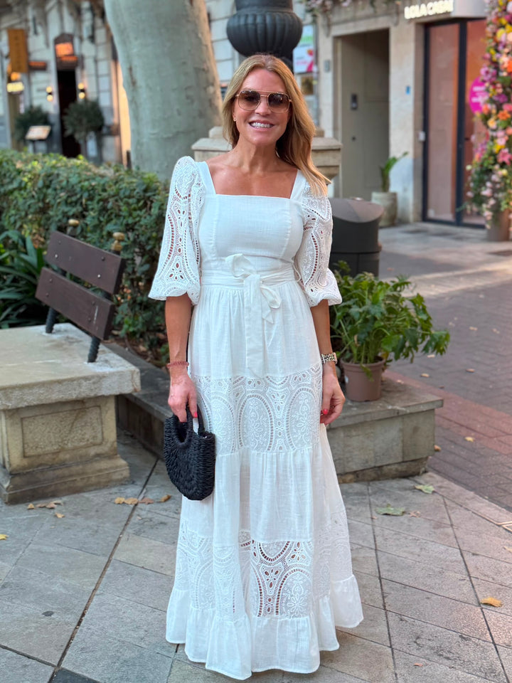 White Laced Tiered Dress
