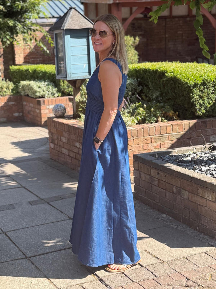 Denim Zip Front Wide Leg Jumpsuit