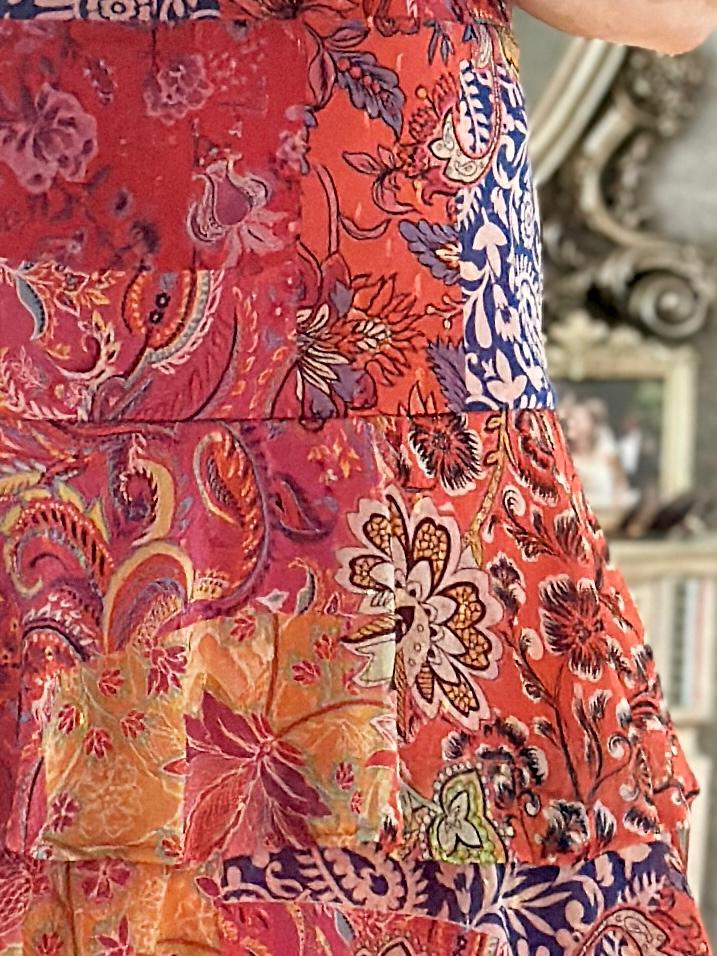 Marbella Paisley Patchwork Bardot Maxi Dress