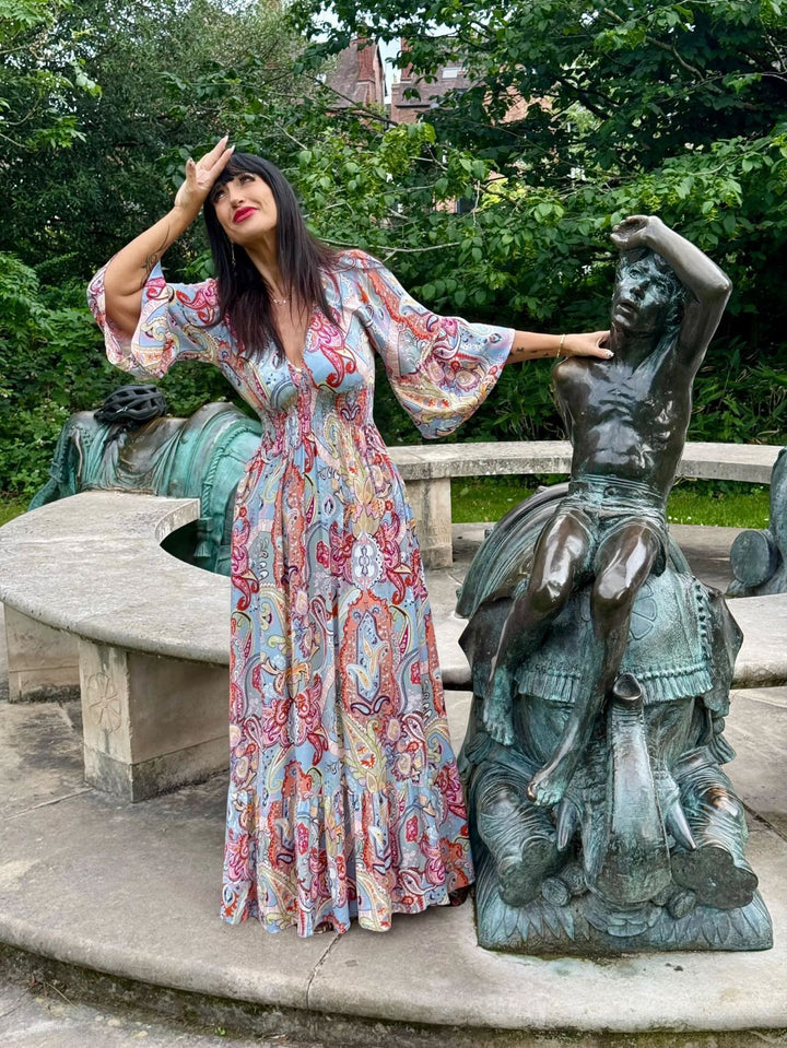 Blue Paisley Smock Dress