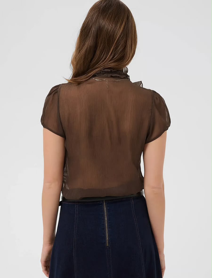 Saint Tropez Chocolate Ruffle Blouse