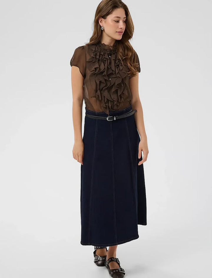 Saint Tropez Chocolate Ruffle Blouse