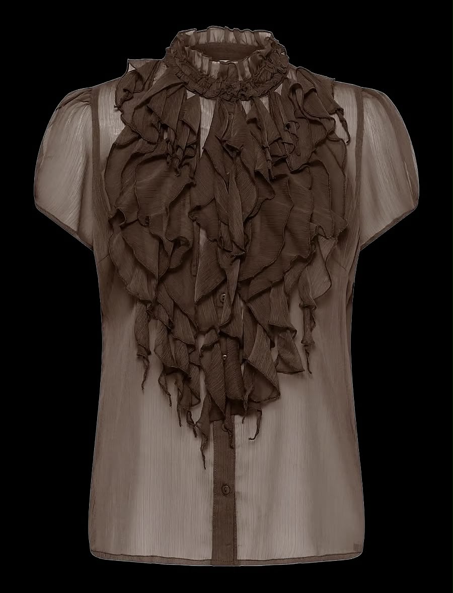 Saint Tropez Chocolate Ruffle Blouse