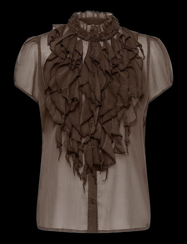 Saint Tropez Chocolate Ruffle Blouse