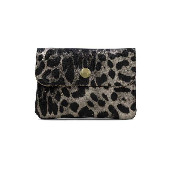 Leather Button Purse, Bronze Animal Print