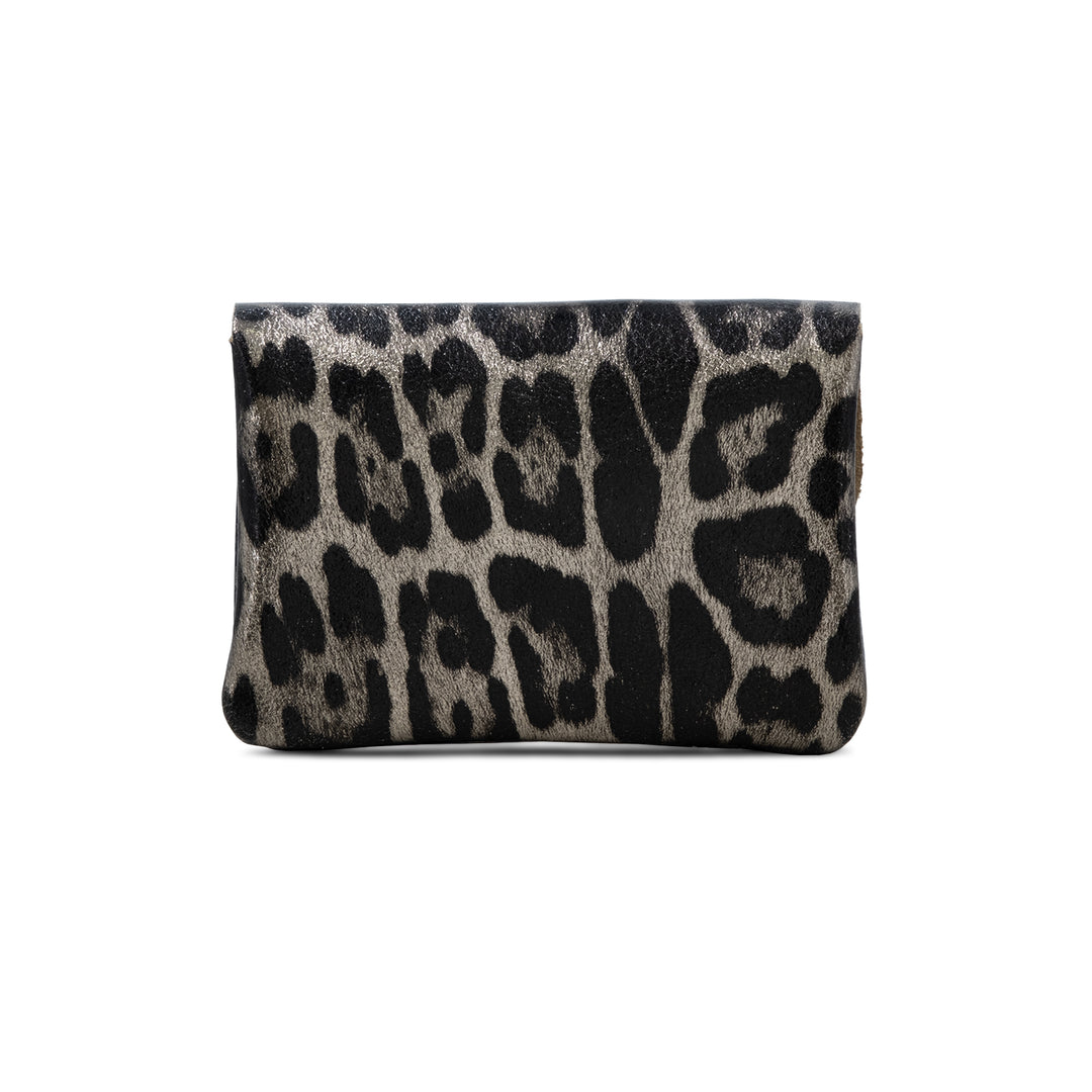 Leather Button Purse, Bronze Animal Print