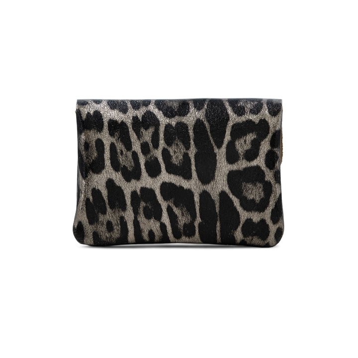 Leather Button Purse, Bronze Animal Print