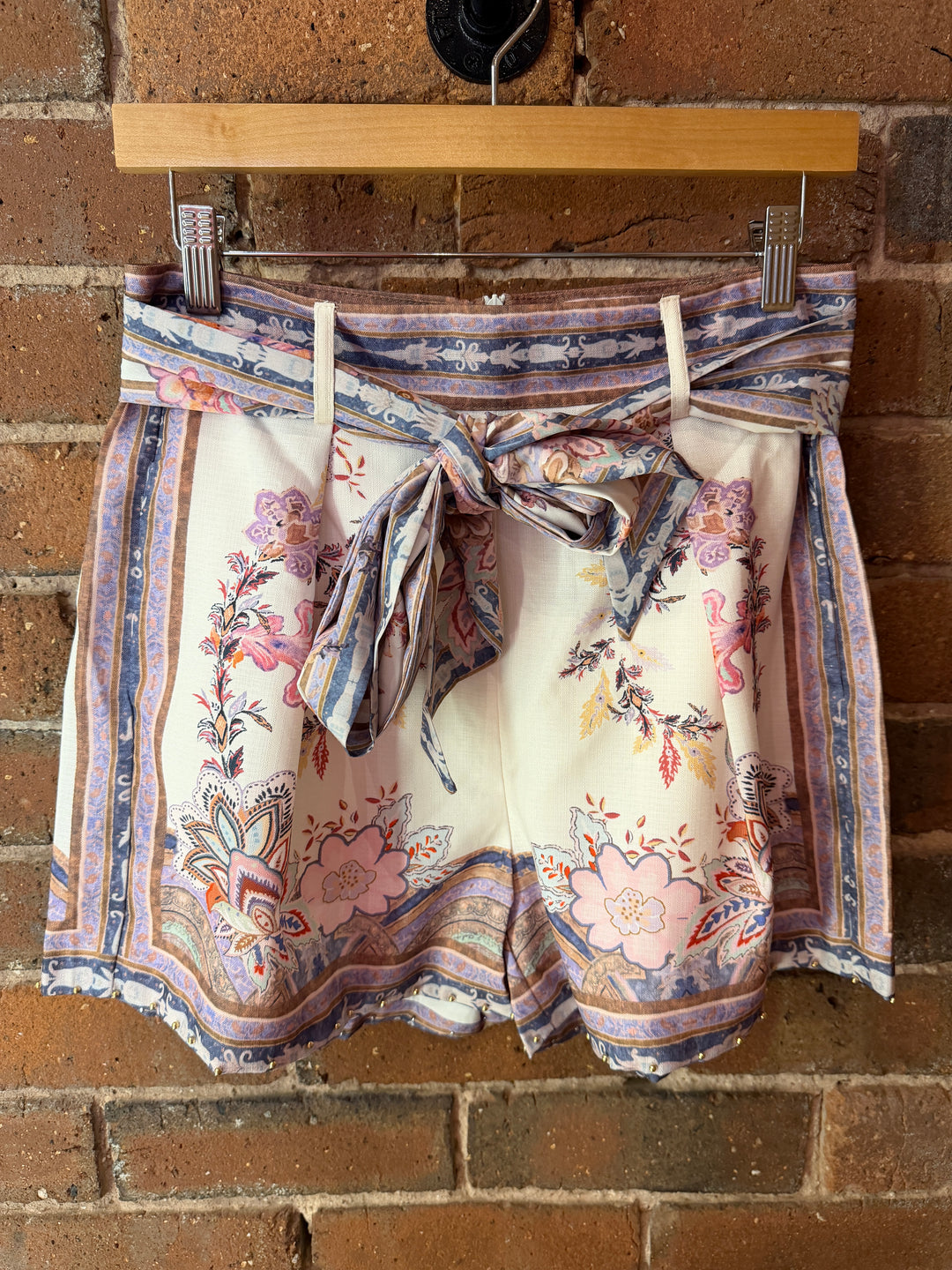 White & Lilac Damask Shorts Coord