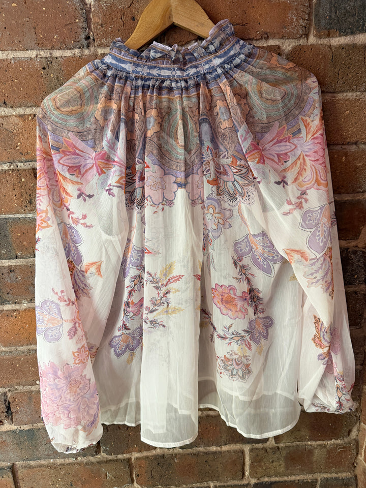 White & Lilac Damask Shorts Coord