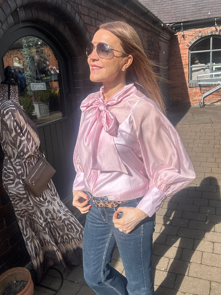 Tensel Pussybow Blouse, Pink