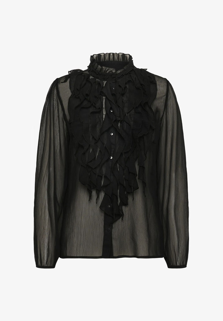 Black Frill sheer blouse