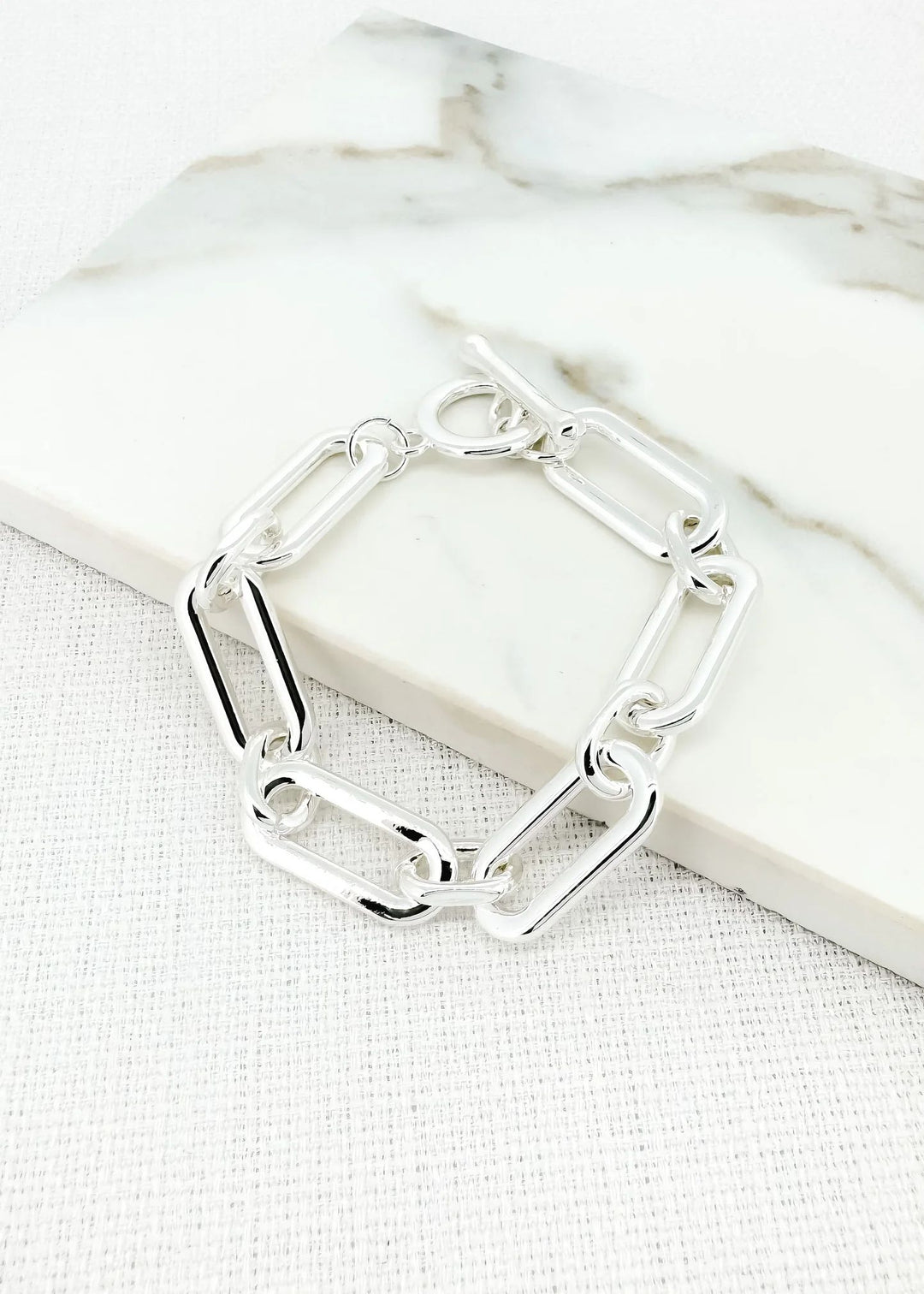 Envy Chunky silver chain link stretch bracelet
