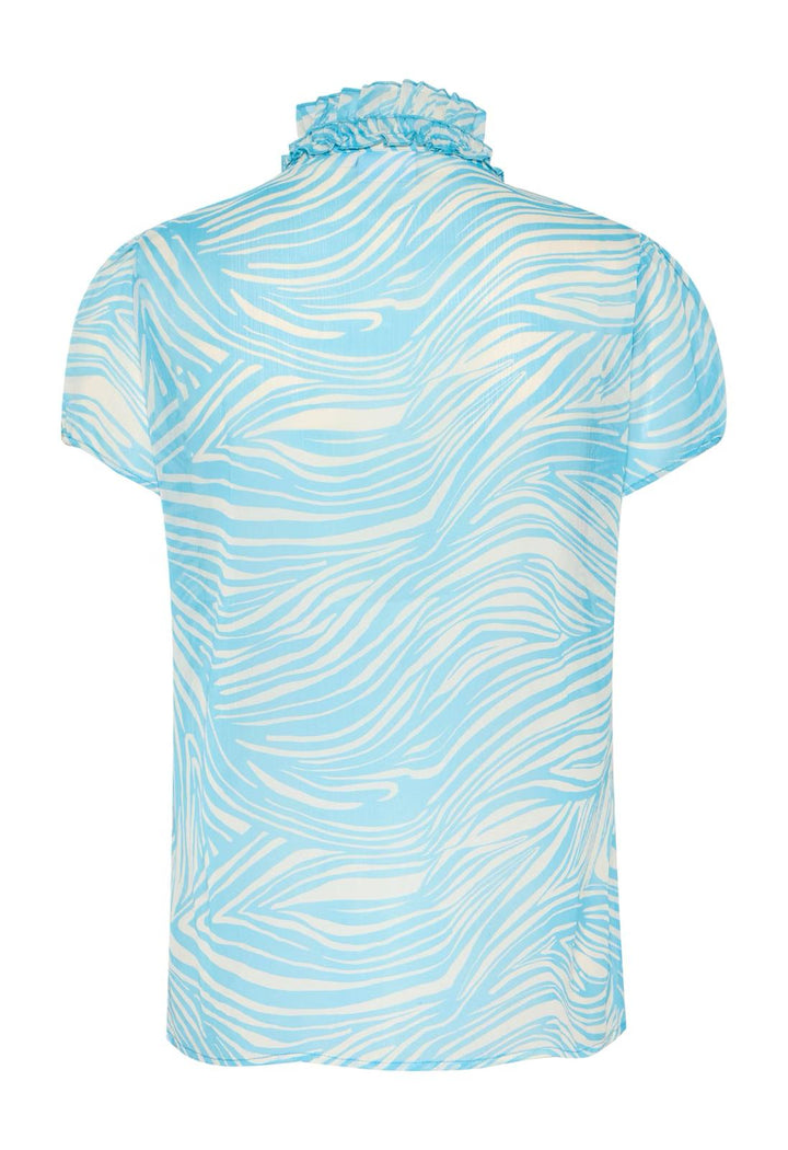 Saint Tropez liljasz crinkle short sleeve shirt, Blue leaves