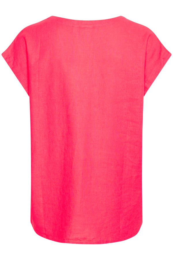 Ichi Ihlinno Short Sleeve Top, Geranium