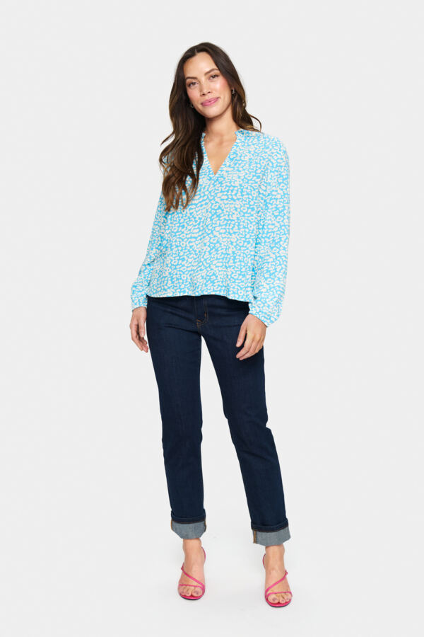 Saint Tropez EdaSZ Blouse, Blue Leopard