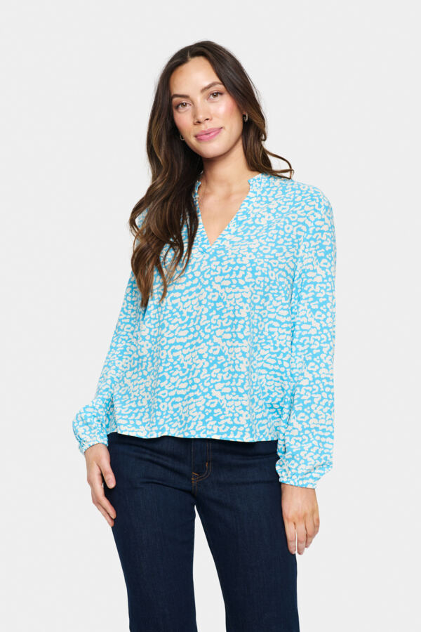 Saint Tropez EdaSZ Blouse, Blue Leopard