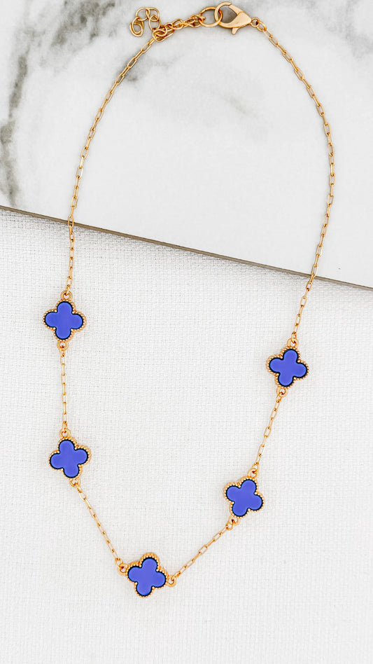 Blue fleur necklace set