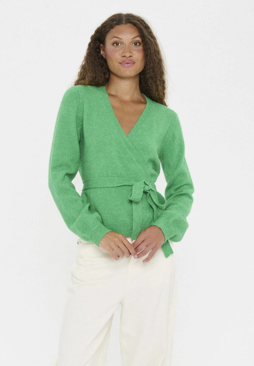 Saint Tropez Larna Wrap Cardigan, Green Briar