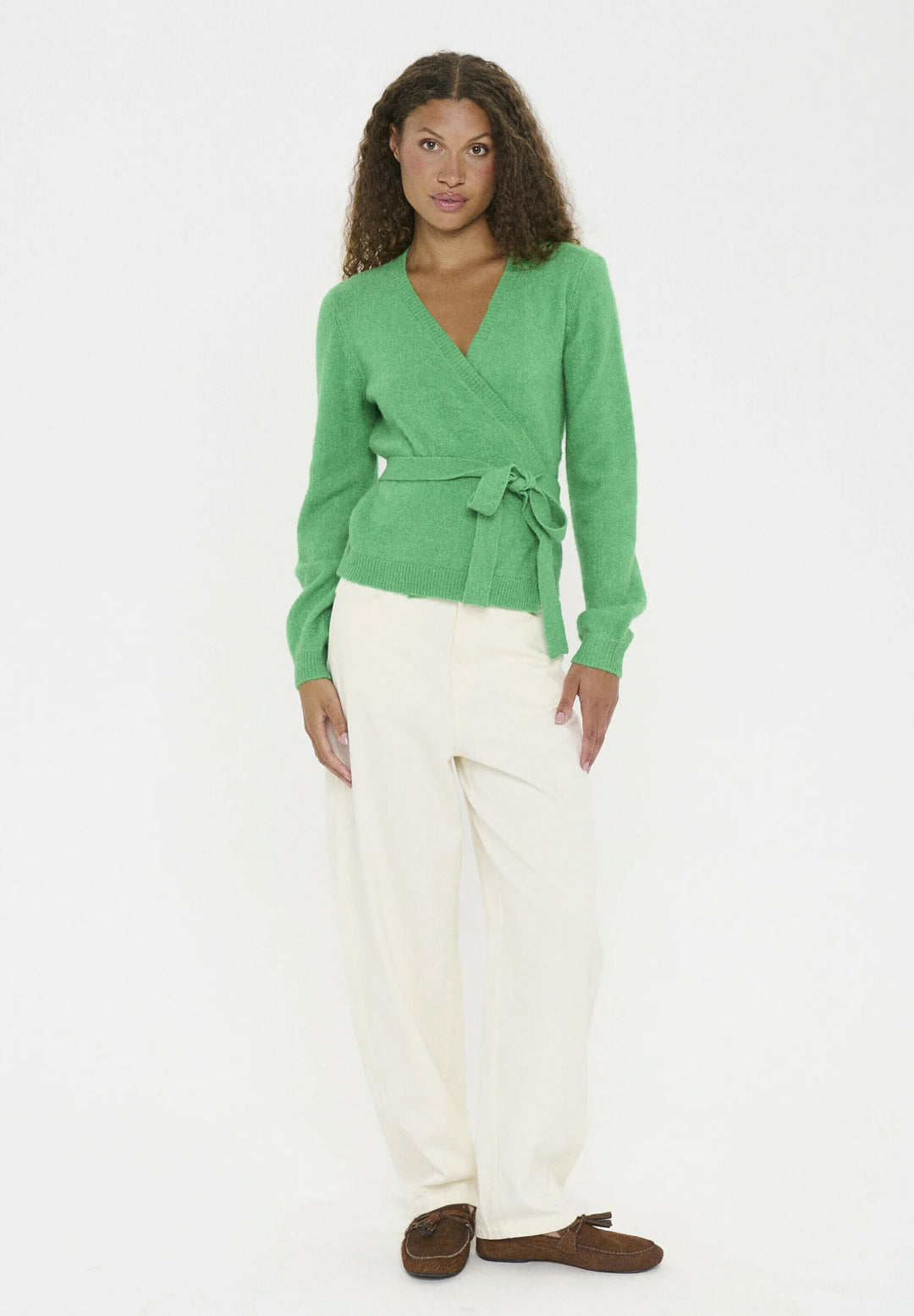 Saint Tropez Larna Wrap Cardigan, Green Briar