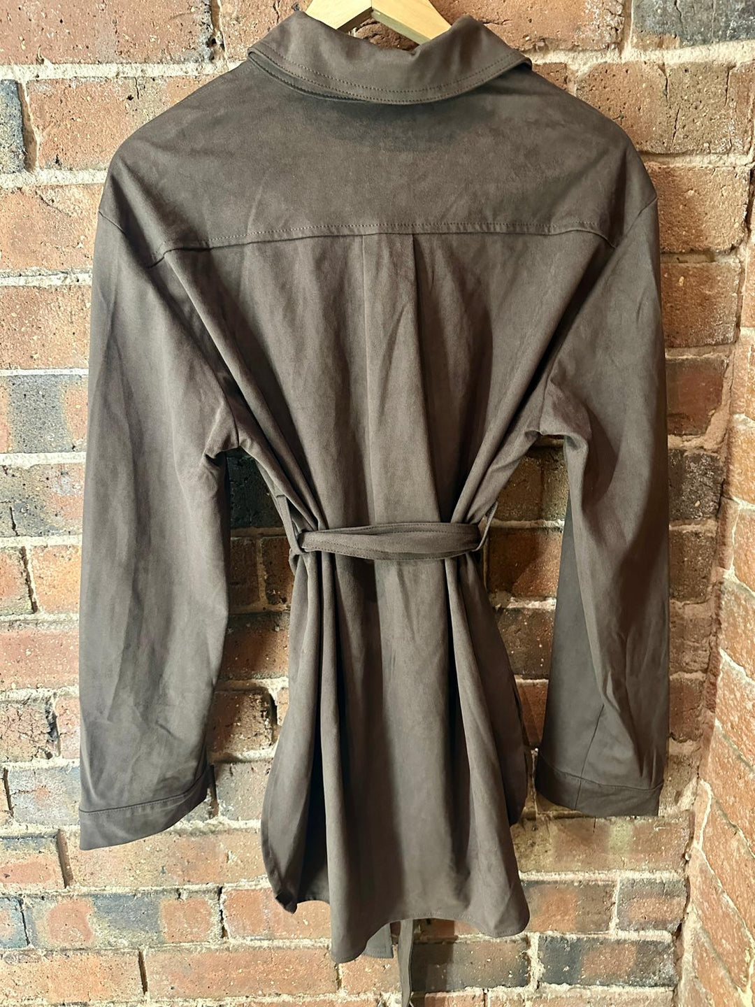 Faux Suede Safari Jacket, Chocolate