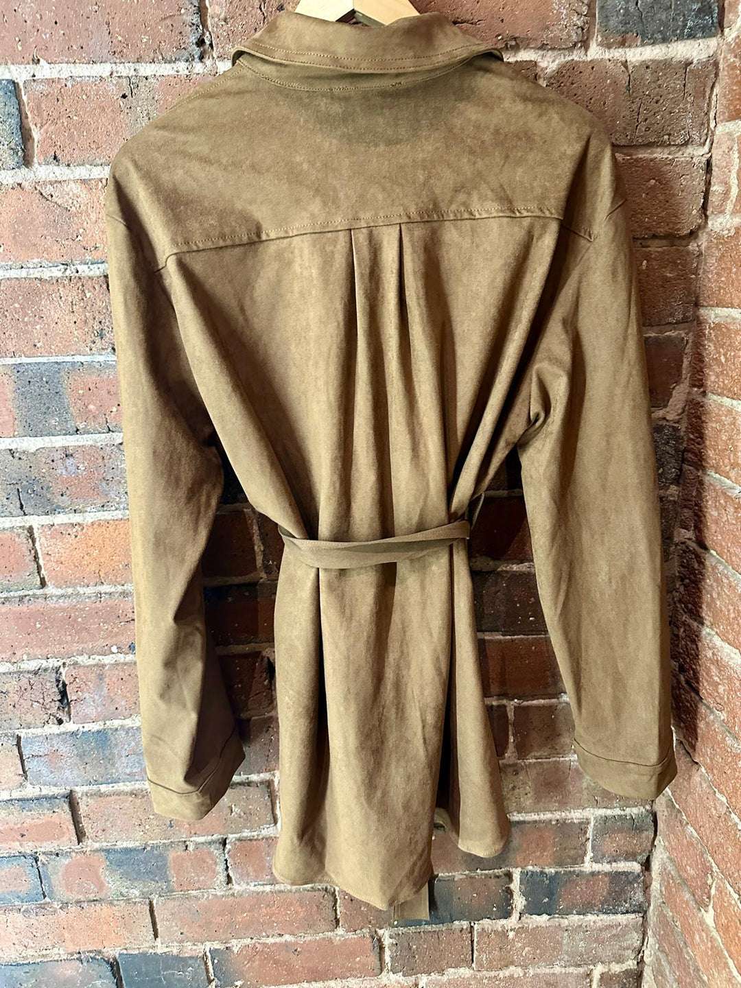 Faux Suede Safari Jacket, Tan