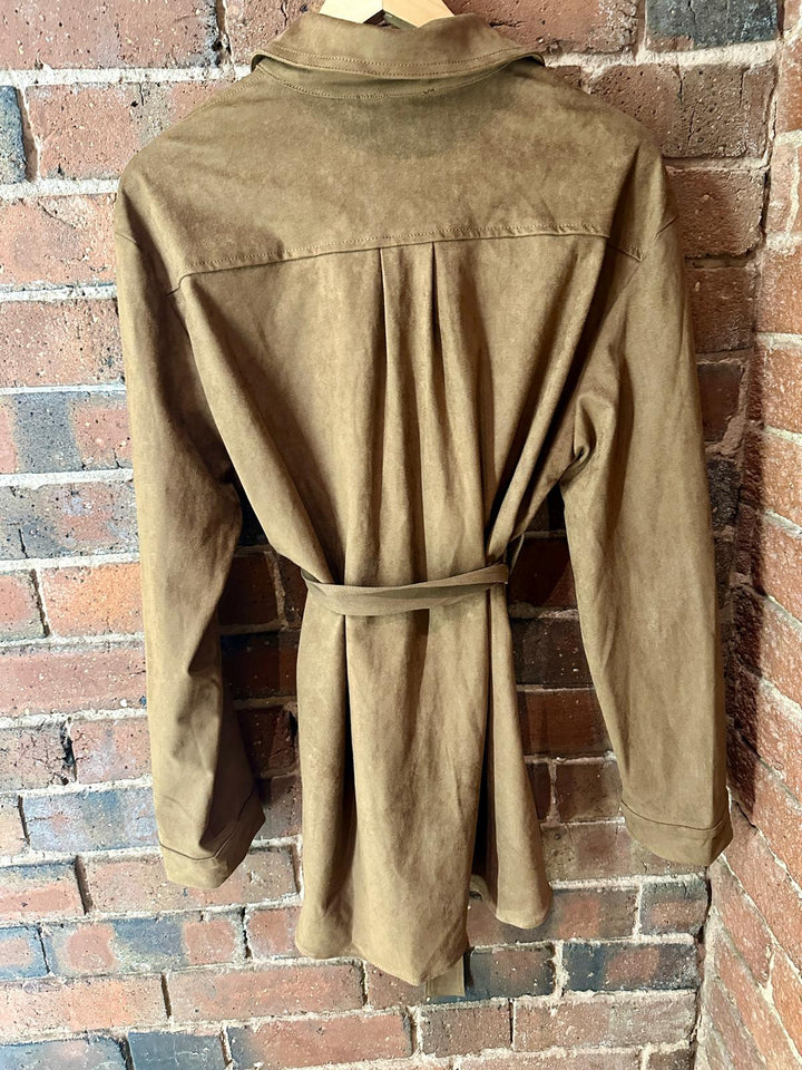 Faux Suede Safari Jacket, Tan