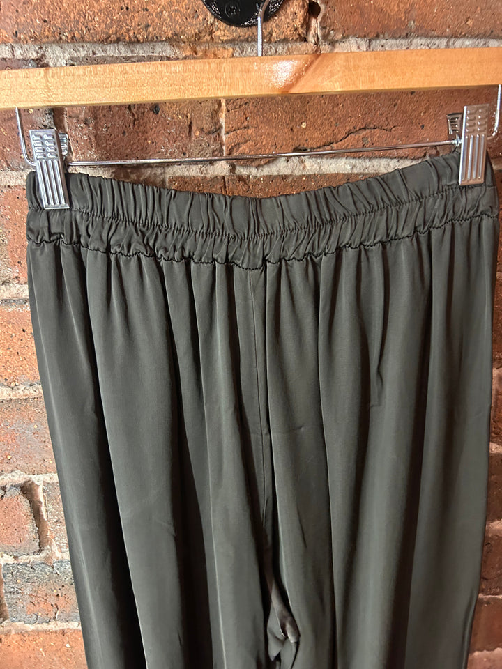 Satin Wide Leg Trousers, Chocolate