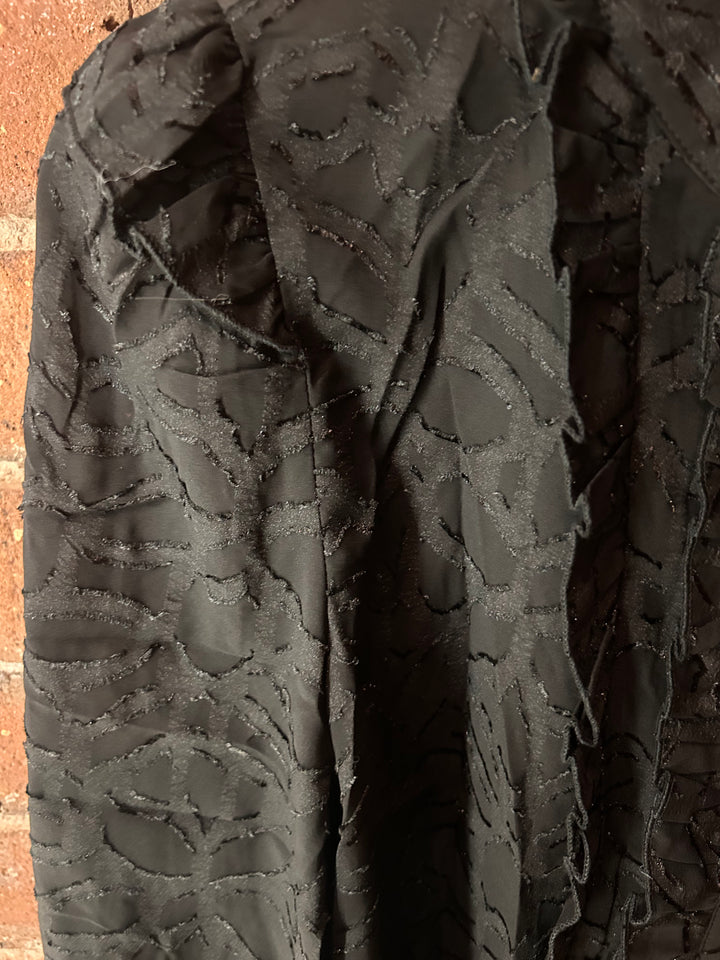 Ruffle Front, Grandad Collar Blouse, Black