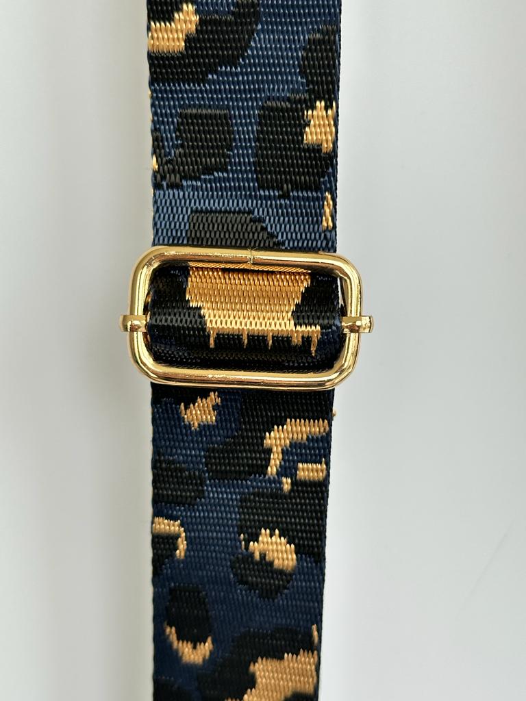 Carrie Leopard Print Strap Crossbody Camera Bag, Navy
