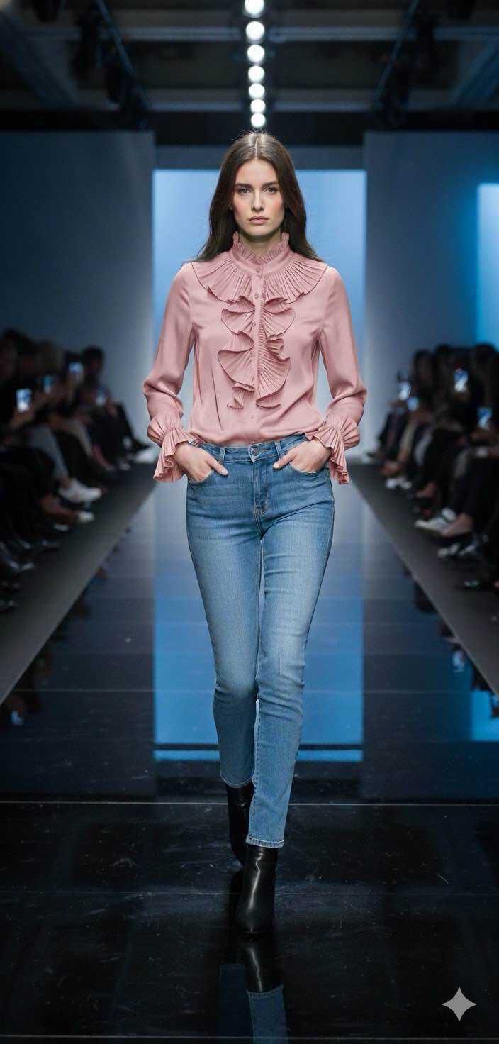 Pink Long Sleeve Frill Shirt