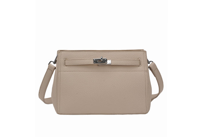 Structured Turn Lock Bag, Off White